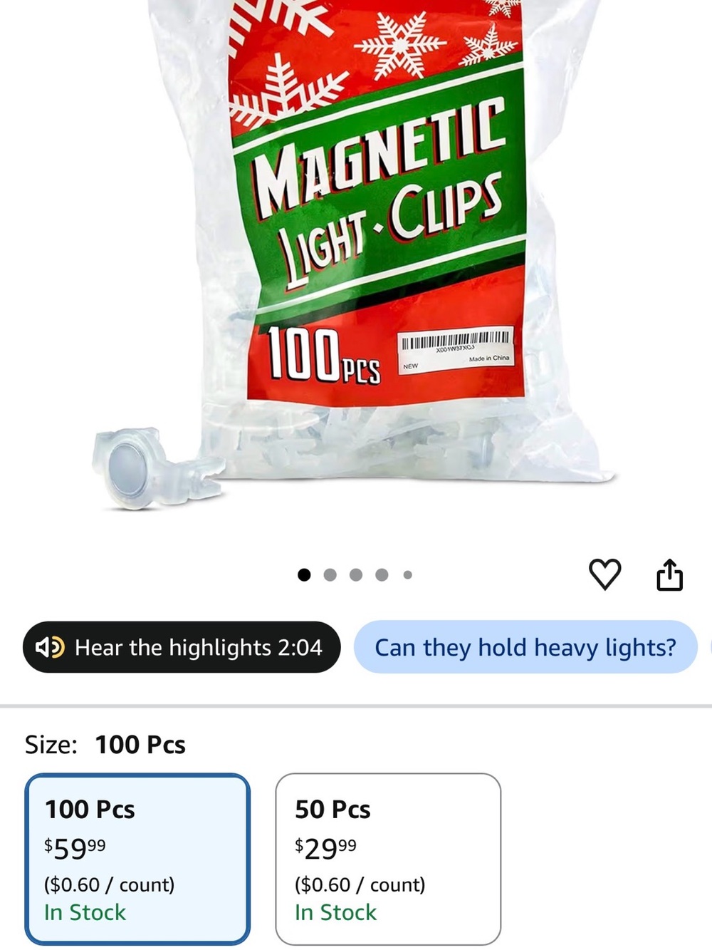 Magnetic Light Clips - Clear White (100 pcs)